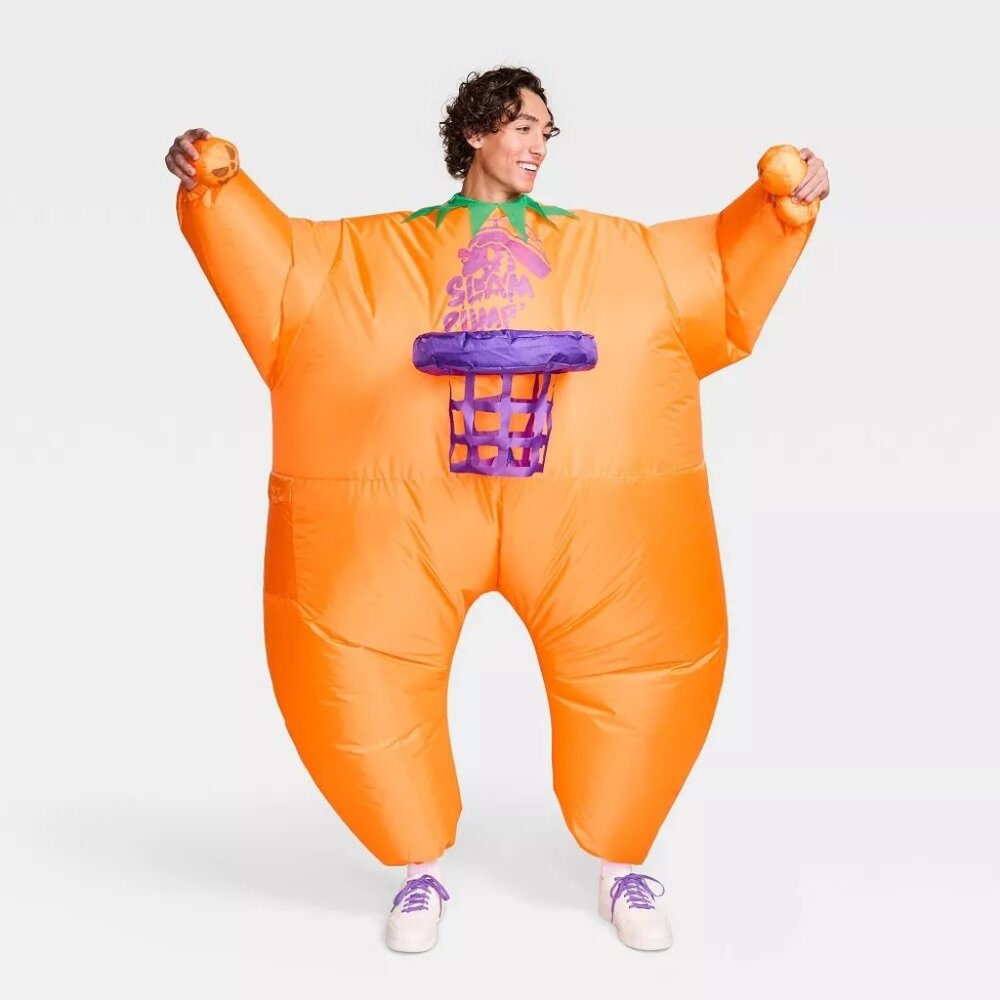 Adult Hyde & Eek Inflatable SLAM DUNK PUMPKIN Halloween Costume OSFM Blow Up NWT